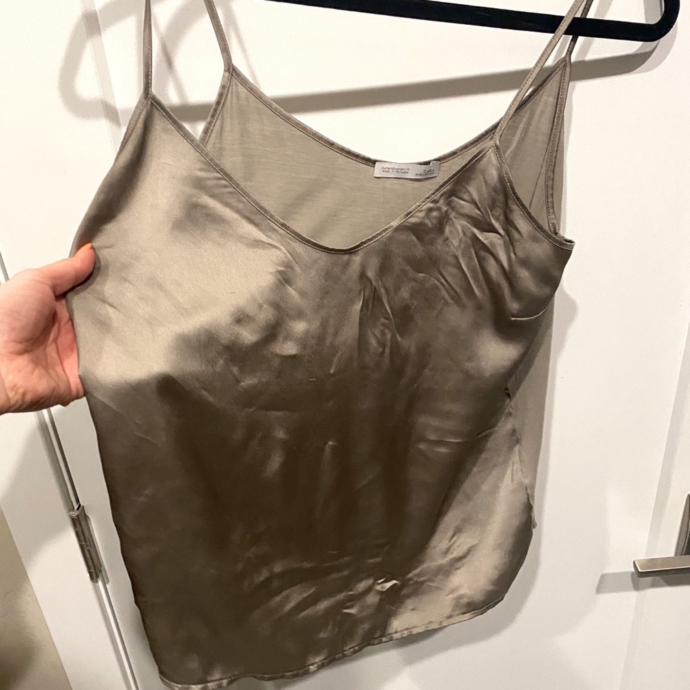 Zara silky grey top